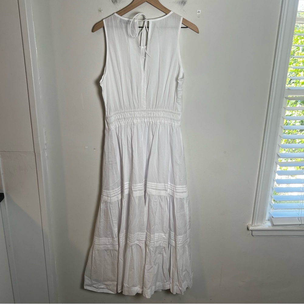 NWT PAMPELONE- Midi Sleeveless Tiered Pleated Perle White Sundress Bridal - Picture 6 of 7